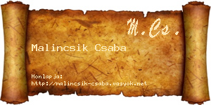 Malincsik Csaba névjegykártya
